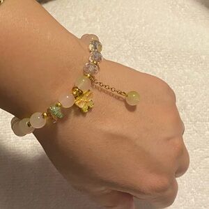 Fairycore Pastel Yellow Beaded Butterfly Bracelet 🦋 Handmade Kawaii Jewelry